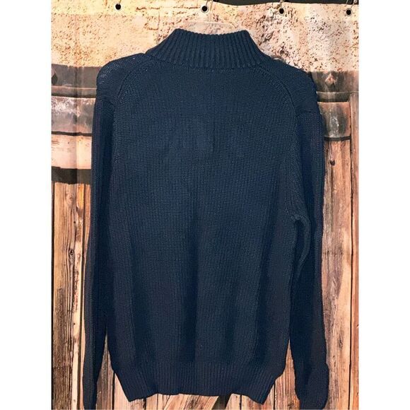 CROWN & IVY Sweater Navy Blue Waffle Knit Size Medium - Picture 3 of 5